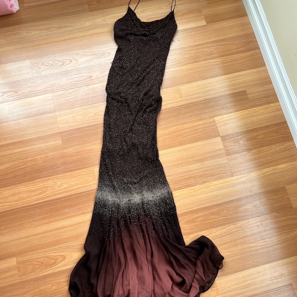 NWT Cassandra Stone Beaded Silk Gown